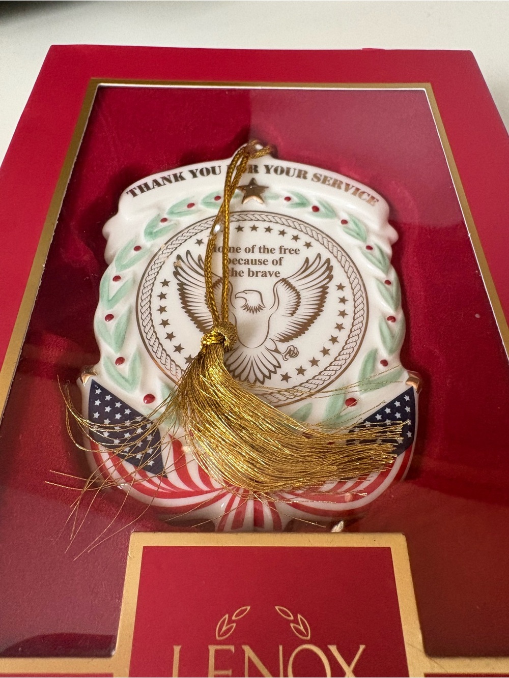Lenox Patriotic Eagle Ornament in Red, White, Blue with Gold Tassel 🇺🇸